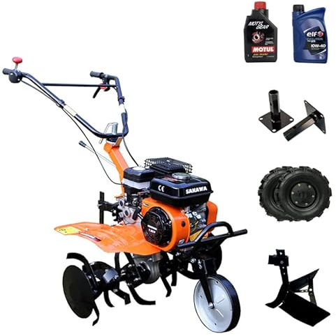 SAKAWA Motoculteur démarreur manuel 7,5 CV 3 V avec accessoires + kit d'huile