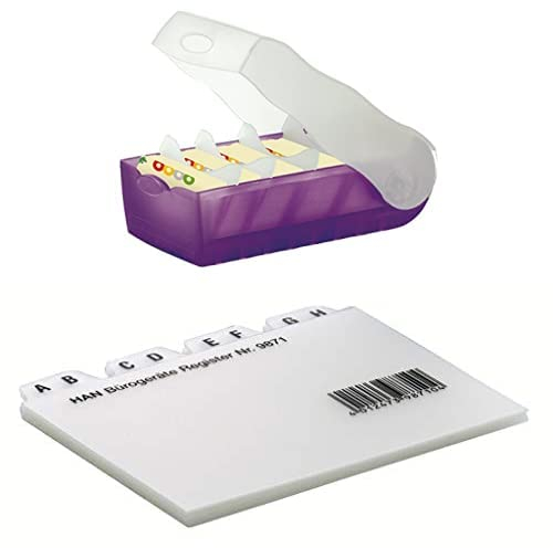 HAN Lernkarteibox CROCO, einfach Vokabeln lernen mit 5-Fächer-Lernsystem + HAN Register A - Z, DIN A7 quer