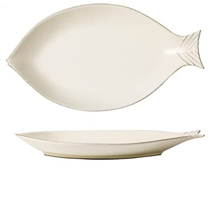UNNS Salad Plate Large Simulation Fish Ceramic Plate Home Creative Porcelain Steamed Fish Plate 10-12 Inch Rectangular Plate Microwave Dishwasher Safe Dinner Plates (Size : B)