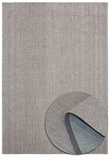 Handweb-Look Teppich - Weich - Skandinavischem Design - Wolle und Polyester - Wohnzimmer Schlafzimmer Esszimmer - Flur - Hellgrau - 160cm x 230cm
