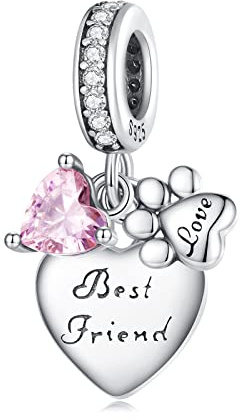 NINGAN S925 Charms Herz Liebe Freundschaft Haustier Anhänger | Geschenk für Frauen, Mädchen, Freunde, Ehefrau, Mutter, Tochter – Geburtstag, Jahrestag, Valentinstag, Weihnachten
