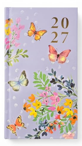 Orbitron 2027 Diary Slim Size | Week to View 12-Month Agenda | Portable Full Year Journal & Calendar Planner (Butterfly)