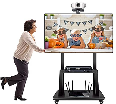 GGZONE Universal Floor TV Stand Height Adjustable, Large Portable Black Mobile TV Cart Fits 32-60 Inch Led Lcd Oled Flat Screen, Load-Bearing 150Kg beautiful scenery
