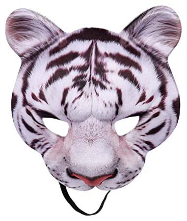 FakeFace Realistische gedruckte Halbmaske Tierkostüm-Maske Halloween Tiger Karnevalsmaske, Halloween Tiermaske für Karneval Fasching Festival Verkleidung Club Kostümparty Cosplay-Requisiten