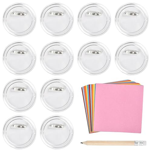TIMESETL 30pcs Pin Button Design Badge, 6cm Clear Button Craft Badges Kit, Clear Button Pin Badges for DIY Crafts and Children's Paper Craft Activities