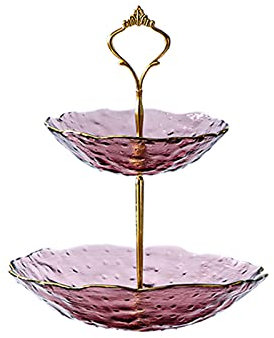 Pastry Tower Tiered Presentation Stand, 3 Tier Cake Stand, Nut Storage Containers Serving Platter with Non-slip Bottom, 2 Tiered Glass Round Plates for Banquet Office Jewelry House, A(Size:20*20*25cm)