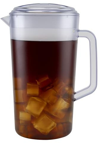 G.E.T. Heavy-Duty 1 Gallon Plastic Pitcher with Lid, Clear, BPA Free