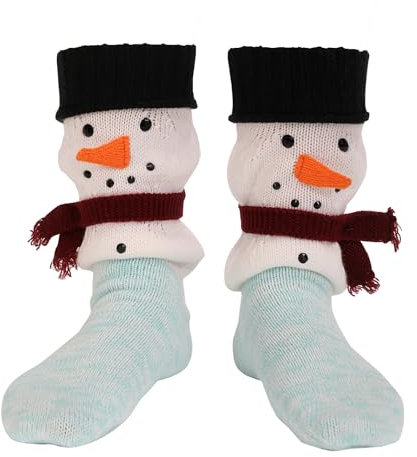Socken für Damen Herren Lustige Warme Socken Unisex Thermosocken Stricksocken Winter Dicke, Weihnachtssocken für Mädchen Junge, Weihnachtsgeschenke (Stil1-Schneemann, 39-46)