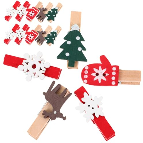 Garneck 125 Pièces Mini Pinces à Linge Bois De Noël Pinces à Linge De Noël pour Photos Et Notes