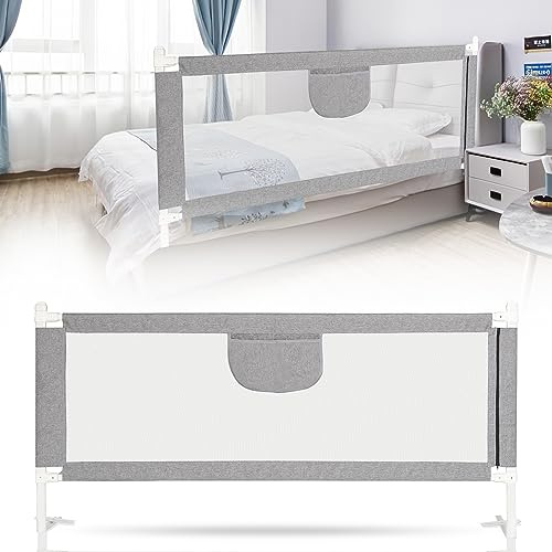 Jopassy 2er Bettgitter 1x200cm 1x180cm Bettschutzgitter für Kinder,Kinderbettgitter Babybettgitter stabile Bauweise,Rausfallschutz Bett für Kinder betten 2Mx1.8M Grau