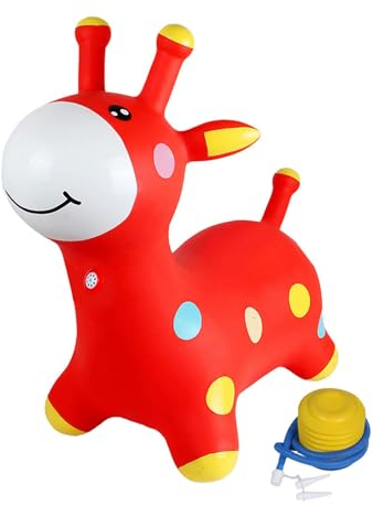 Baoblaze Aufblasbares Hüpftier zum Hüpfen, Aufsitzspielzeug für drinnen und draußen, Geschenke für Kinder, inklusive Pumpe, Rot