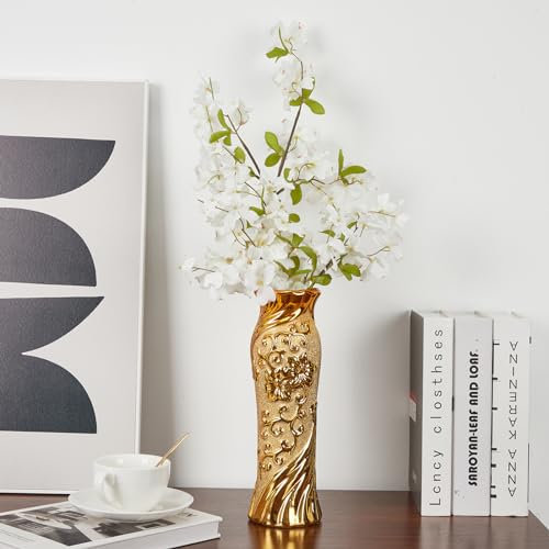 Maozyiltle 30 Cm Vaso In Ceramica Dorata, Decorativo Da Interno, Centrotavola Matrimonio - Struttura
