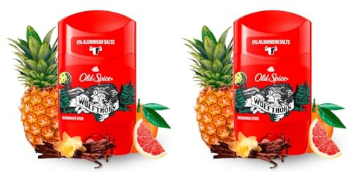 Old Spice Wolfthorn - Desodorante en barra sin aluminio para hombre, con fragancia de larga duración, 50 ml (Paquete de 2)