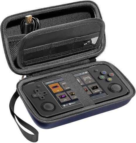 Roseliya Hard Carrying Case for RG35XX H Retro Handheld Game Console, Game Travel Storage Holder with Mesh pocket and Accessory Pockets for TF/MicroSD Card, USB Cable- Box Only (Black)