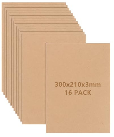 LOPYXBR 16 placas de madera MDF A4 de 30 x 21 cm, placas de madera de 3 mm, para manualidades, para láser, enrutadores CNC, modelado, pintura y decoración