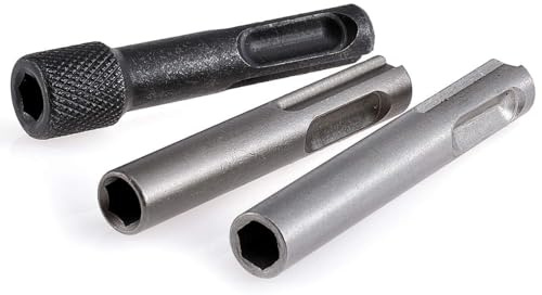 HOHXEN SDS-Einsatz-Adapter-Satz, 3 Stück SDS-Schaft Elektrohammer konvertierbare hexagonale Gelenke, runder Schaft 2 Gruben 2 Schlitze, 1/4“ Sechskant-Schaft Schraubendreher-Bit-Halter Sockel-Adapter