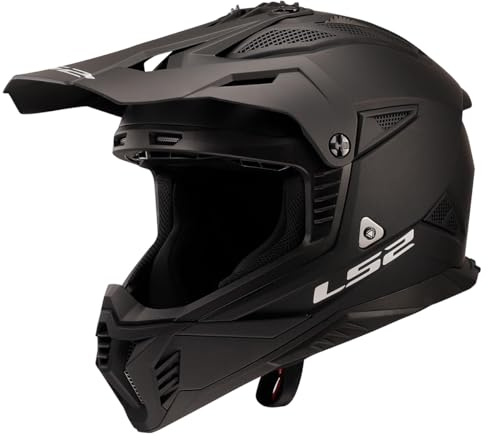 LS2 Helmets Gate II Full Face MX Motorcycle Helmet (Matte Black - Medium)