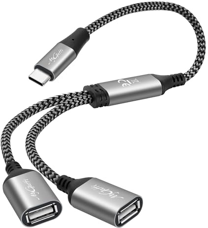 Mygatti Câble Adaptateur USB C mâle vers Double USB A Femelle 0,5 m,Type C vers 2 Ports Type A 2.0,connecteur convertisseur pour Alimentation et données,pour Ordinateur Portable,Mac,iPhone 15 16 16e