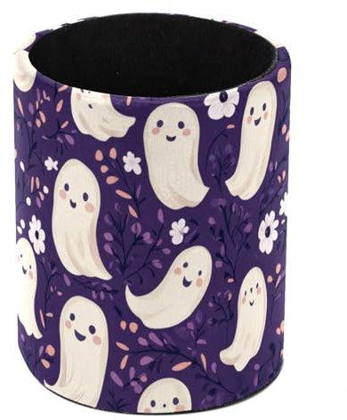 Stiftehalter, Motiv: Ghosts Floral Leaf Purple Desk Holder Pencil Holder Pencil Case Cup Pencil Bag for Desk Office Pen Case for School, Kids