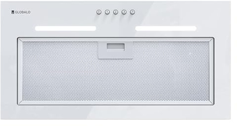 GLOBALO Hotte aspirante, hotte encastrable pour cuisine, avec éclairage, largeur d'installation 60 cm, 3 niveaux de puissance, Orivio 60.1 White, Blanc [Classe énergétique B]