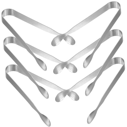MUCKLILY 6pièces Lot De Mini Pinces Acier Inoxydable Pour Sucre Et Glace Petites Pinces De Service Légères Et Portables Pour Thé Fête Et Cuisine