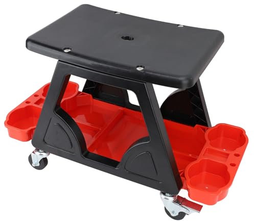 Chaise de Tabouret de mécanicien, Tabouret d'atelier de Garage avec roulettes, Tabouret Roulant Robuste avec Plateau à Outils, Chaise Rampante pour détails de Voiture pour Atelier