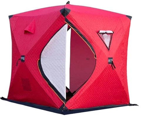biwakzelt Tragbares Eisangelzelt, 2 x 2 x 2,1 Meter, Winter-Outdoor-Angeln, wasserdicht, Winddicht, Winter-Camping-Unterstand Campingzelt(Red)