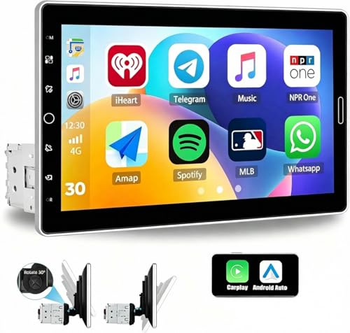 [Upgrade 10.1 inch Wireless] CAMECHO Single Din Car Stereo with Youtube Wireless Carplay Android Auto, 10 inch Detachable Screen with Bluetooth FM AM Radio Mirror Link USB/EQ/TF/Aux/Mic