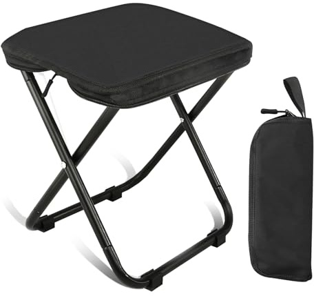 prota campingpall vikbar, hopfällbar pall camping liten bärbar hopfällbar pall, mini campingpall med förvaringspåse för resor vandring fiske grillning picknick 28 x 23 cm