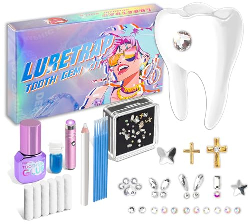 Luretrap DIY Zahn-Edelstein-Set mit GIue, 30 Kristalle, Kristall-GIue-Schmuck-Starter-Set