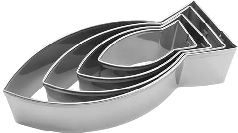 Taglierina per biscotti a forma di pesce - Stampi per biscotti in acciaio inox per cottura | 4 stampi per biscotti in acciaio inox - Dolci piccoli cracker per cottura e artigianato