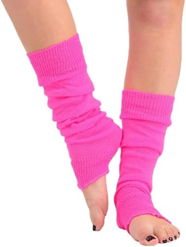 CHAAL® Women's Grey Knit Girls Leg Warmers 80'S Teen Fancy's Dress Dance wear Womens Stylish - Ladies Girls Leg warmer for carnival fancy dress party Leg Warmer Pink