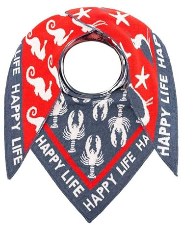 Zwillingsherz Schal Dreieckstuch Damen Halstuch viele verschiedene Muster, Hummer Vibe, Leo u.a. Freizeit 50% Baumwolle, 50% Polyacryl