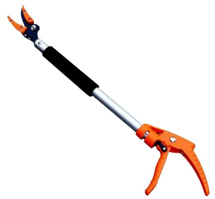 Podadora de árboles de aluminio ligera con hoja giratoria, podadora de corto alcance de 120 cm para recortar ramas, arbustos y recoger frutas
