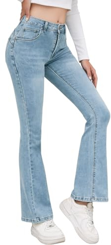 Merlvida Flared Jeans Damen High Waist Push Up Bootcut Schlaghose Stretch Skinny Jeanshose Elegant Bequem Ausgestellte Hosen