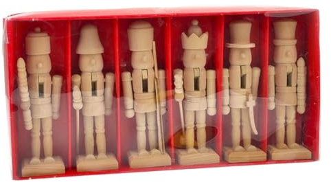 Colcolo 6x Mini schiaccianoci in legno fai da te, dipingi la tua miniatura, schiaccianoci in legno non verniciato, per decorare la tavola