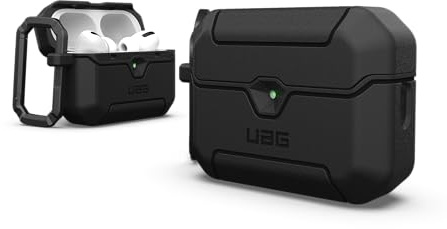URBAN ARMOR GEAR UAG Designed for AirPods Pro 3rd Gen Case, Rugged Military Grade Drop Proof Protective Cover with Detachable Carabiner Clip & Secure Lip Closure, Scout Black