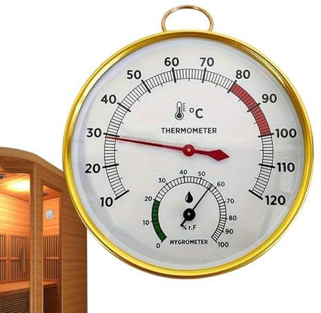 Sauna Temperature Hygrometer - Temperature Gauge | Indoor Hydrothermograph | Wooden Sauna Thermometer Humidity Meter for Home, Spa, Shower Room, Swimming Pool, Steam Bath & Hotel Use