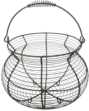 Liten äggkorg – kyckling äggkorg, vintage vävt förvaringsstativ, tråd äggkorgar, trådvävd organiserare med handtag för köksbänk bondgård trädgård skörd frukt grönsak påsk