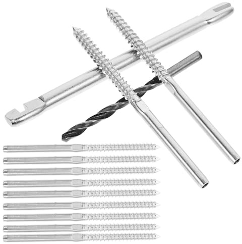 Alipis Kit de Quincaillerie Inox pour Garde-corps à Câbles 1/8 20 Pièces, Vis à Sertir Filetées pour Poteaux Bois, Système Rampe D'escalier et Terrasse, Fixation Câble 3,2 Mm, Usage