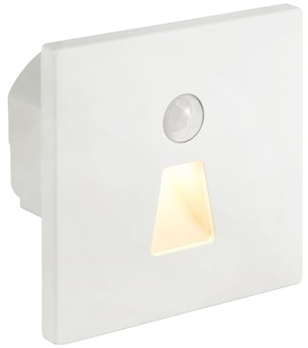 Maxkomfort LED Treppenbeleuchtung 230V Modular – Mit Bewegungsmelder, 3CCT (Warmweiß, Neutralweiß, Kaltweiß), Magnet-Montage für 60/68mm Dosen, Stufenlicht Innen, 1,5W | Weiß | Eckig - Trapez | MOD6