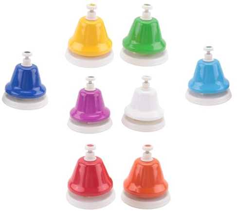 Smallterm Tisch Glocken 8 Töne, diatonische Metall Handglocken, Regenbogen Musikglocken für musikalisches Lernen und Schlaginstrument Training