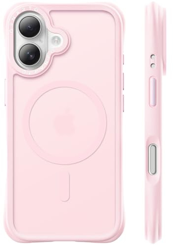 ORNARTO Cover per iPhone 16 Magnetica,Traslucida,Rosa Creta | Protezione Militare,Compatibile con MagSafe,Custodia Opaca Bumper Case Duro,Angoli Guard Ammortizzanti,Protettiva Sottile