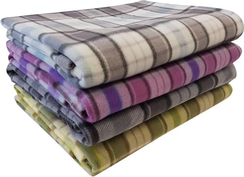 rejuvopedic Tartan Fleece Blanket Sofa Throw Throwover Settees / 150x200cms / Purple