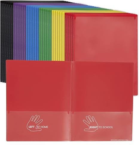 ECR4Kids MessageStor 2-Pocket Eltern-Lehrer Klassenzimmer-Verbindungsmappe aus flexiblem Kunststoff mit Taschen, Briefgröße, 36-teiliges Set sortiert