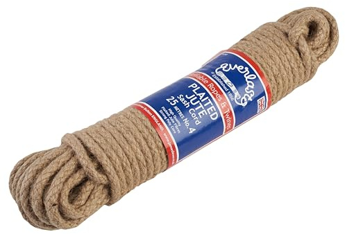 Everlasto Plaited Jute Sash Cord with Strong Polypropylene Core No.4 (6.5mm) x 25m