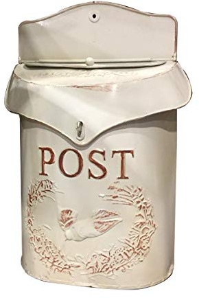 TentHome Wand Briefkasten Wandbriefkasten Postkasten Mailbox Metall Landhaus Post Zeitung Vogel Motiv Briefkastenanlage Farbiger Letterbox Abschließbar mit Klappe (Weiß)