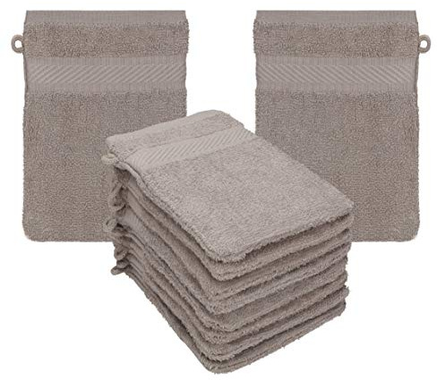 Betz Paquete de 10 Manoplas de baño Palermo 100% algodón tamaño 16x21 cm (Gris Piedra)