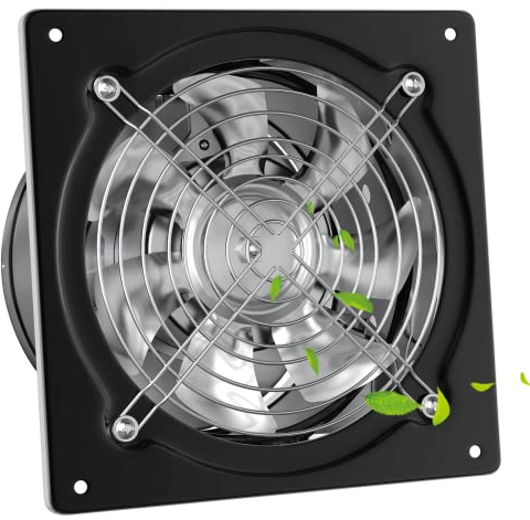 HG Power 150mm Kitchen Exhaust Fan 525m³/h Stainless Steel Ventilation Fan with UK Plug Low Noise Extractor with Backdraft Damper for Home Bathroom Garage, Black