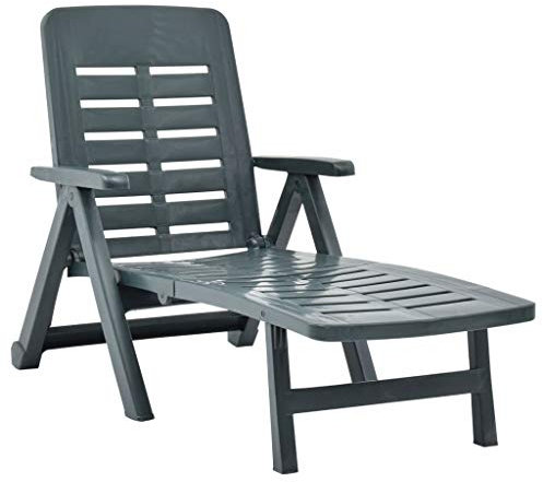 pedkit Tumbona Plegable Tumbona de Jardín Exterior/Interior para Balcón Patio Piscina Terraza de plástico Verde
